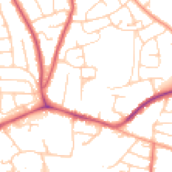 Daytime road noise heatmap for PO9 3HT