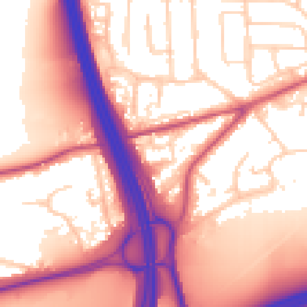 Daytime road noise heatmap for PO9 3NW
