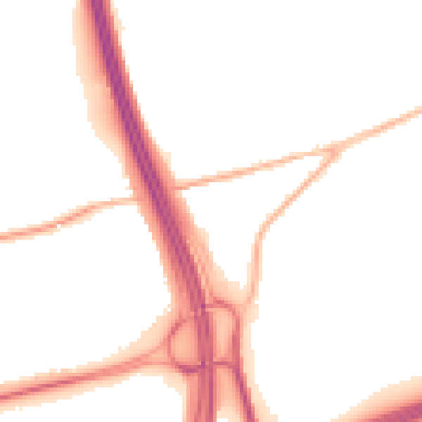 Night-time road noise heatmap for PO9 3NW