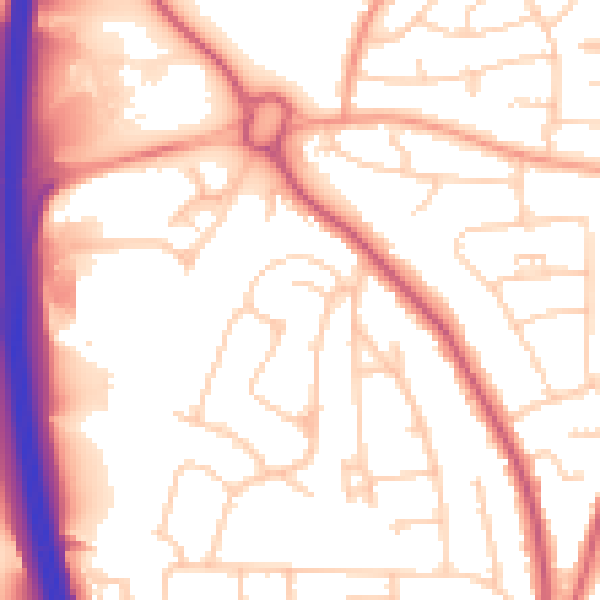 Daytime road noise heatmap for PO9 3QT