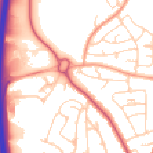 Daytime road noise heatmap for PO9 3SS
