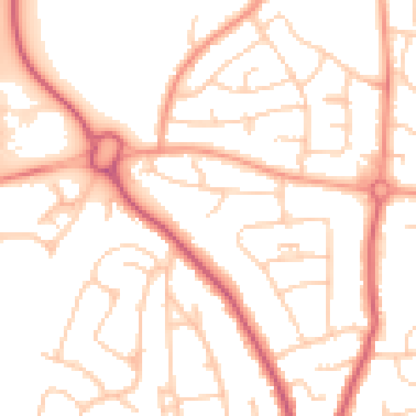 Daytime road noise heatmap for PO9 3ST