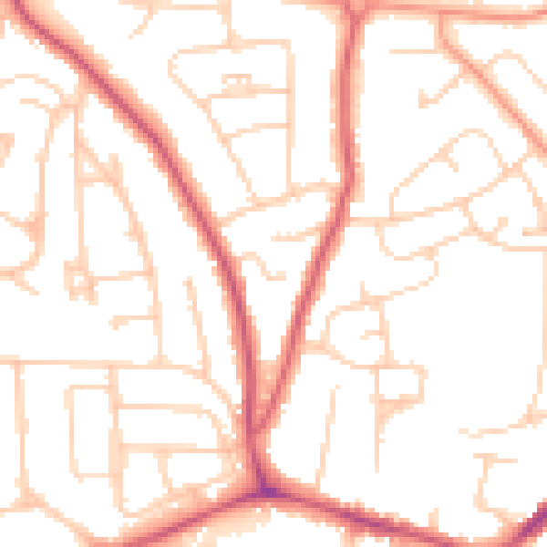 Daytime road noise heatmap for PO9 3UA