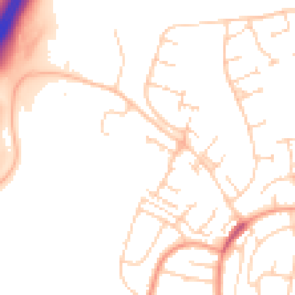 Daytime road noise heatmap for PO9 4EQ