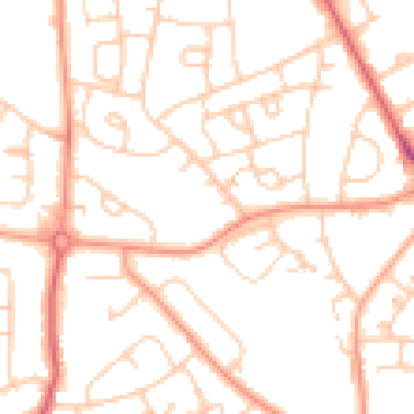 Daytime road noise heatmap for PO9 4PP