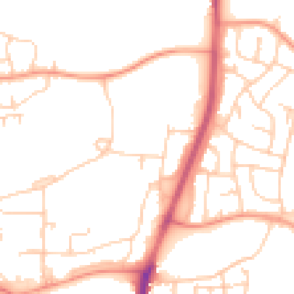 Daytime road noise heatmap for PO9 5HY