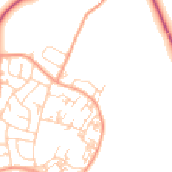 Daytime road noise heatmap for PO9 5LN