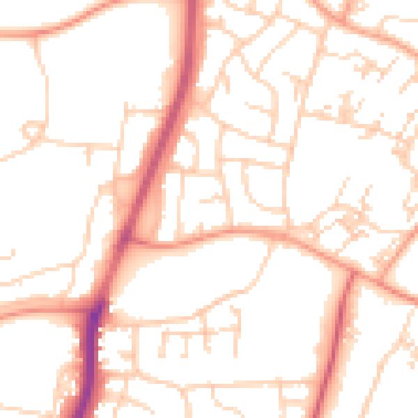 Daytime road noise heatmap for PO9 5SG