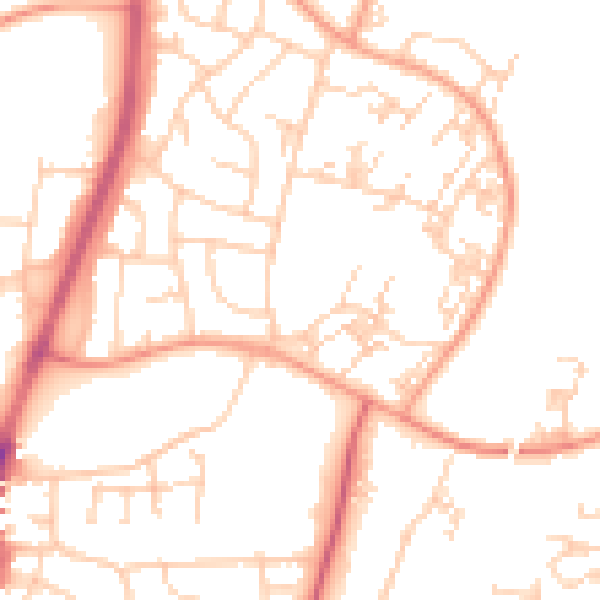 Daytime road noise heatmap for PO9 5SU