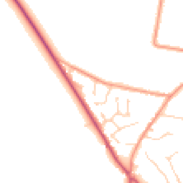 Daytime road noise heatmap for PO9 6ER