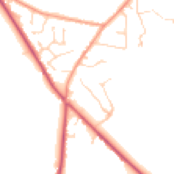 Daytime road noise heatmap for PO9 6FB