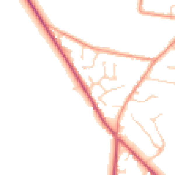 Daytime road noise heatmap for PO9 6HE