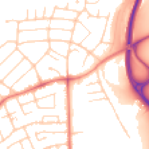 Daytime road noise heatmap for PR1 0AD