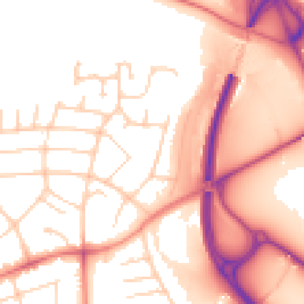 Daytime road noise heatmap for PR1 0AE