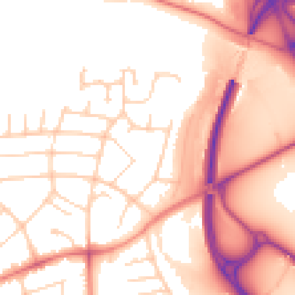 Daytime road noise heatmap for PR1 0AG