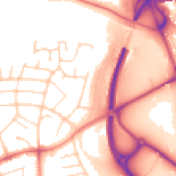 Daytime road noise heatmap for PR1 0AH