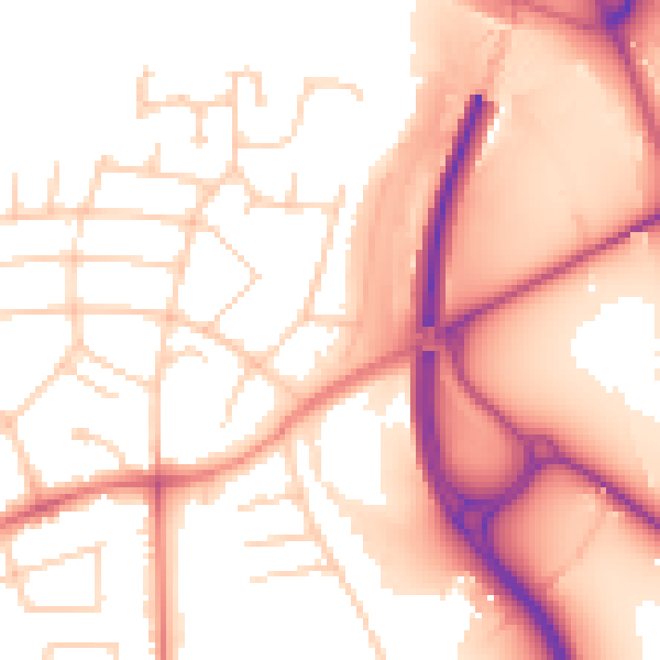 Daytime road noise heatmap for PR1 0AJ