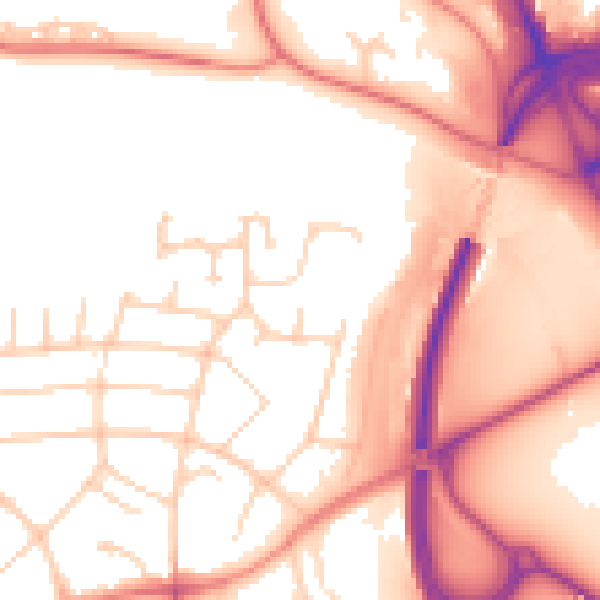 Daytime road noise heatmap for PR1 0AN