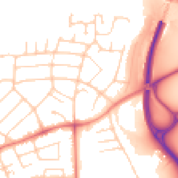 Daytime road noise heatmap for PR1 0AP
