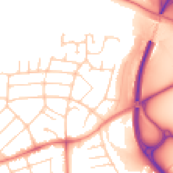 Daytime road noise heatmap for PR1 0AQ