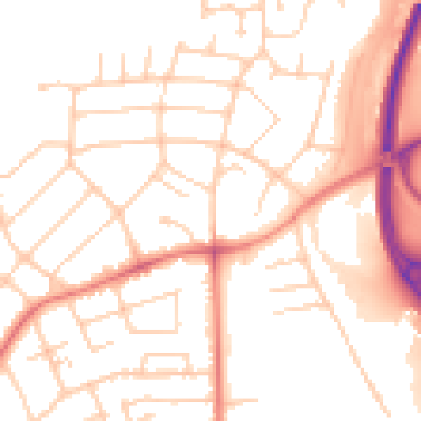 Daytime road noise heatmap for PR1 0AR