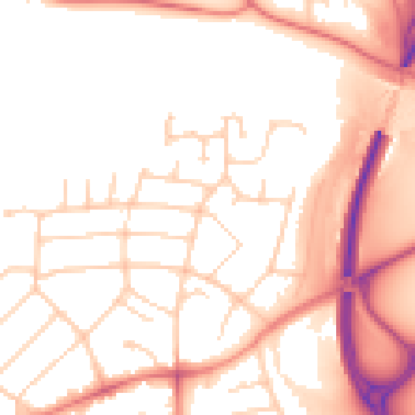 Daytime road noise heatmap for PR1 0AS