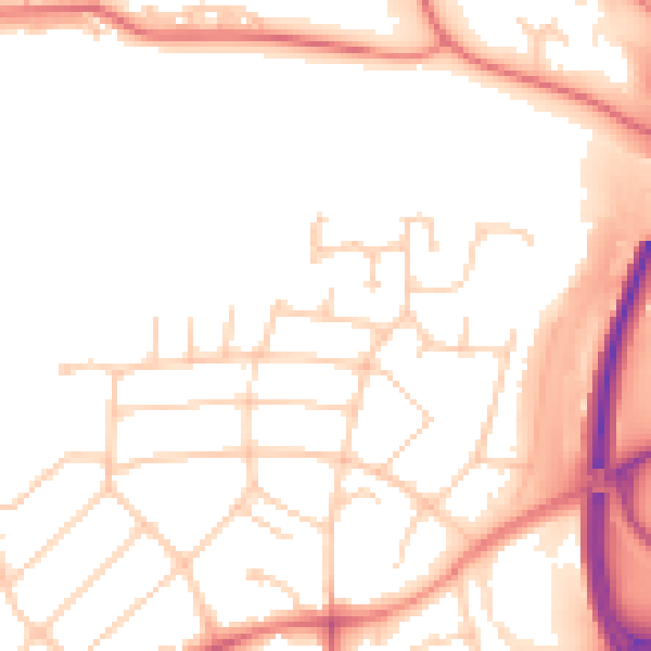 Daytime road noise heatmap for PR1 0AT