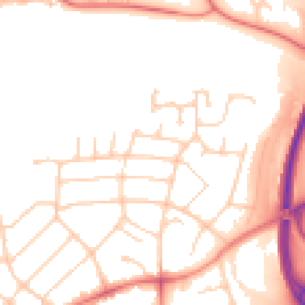 Daytime road noise heatmap for PR1 0AY