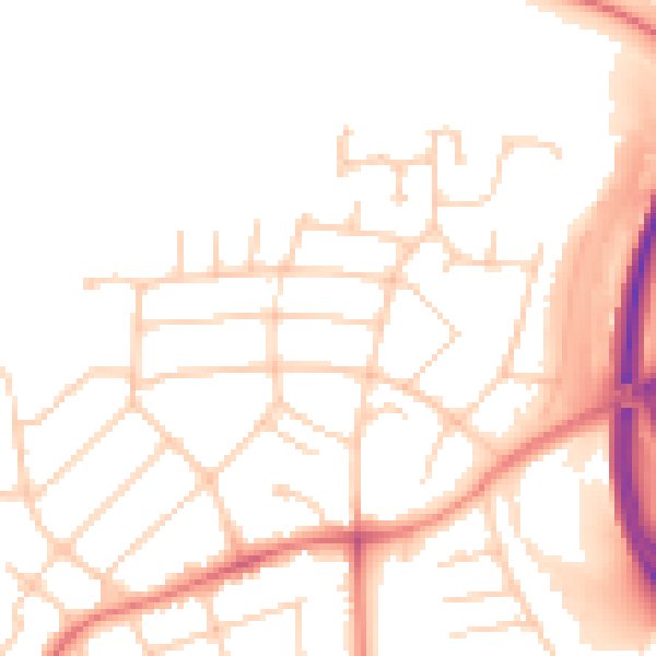 Daytime road noise heatmap for PR1 0BA
