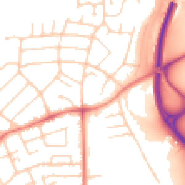Daytime road noise heatmap for PR1 0BE