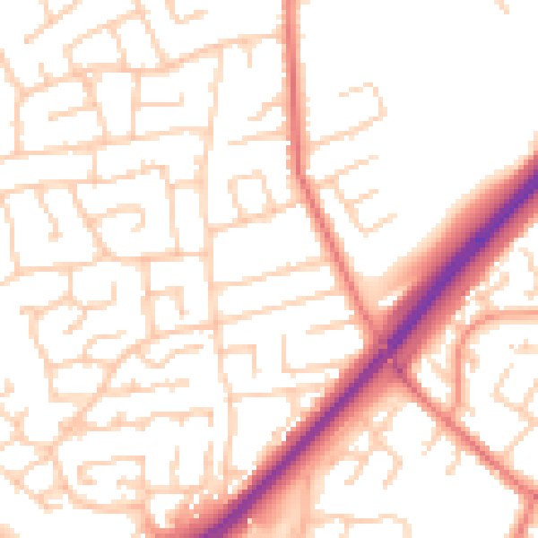 Daytime road noise heatmap for PR1 0BH