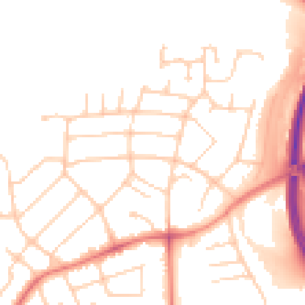 Daytime road noise heatmap for PR1 0BJ