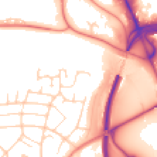 Daytime road noise heatmap for PR1 0BP