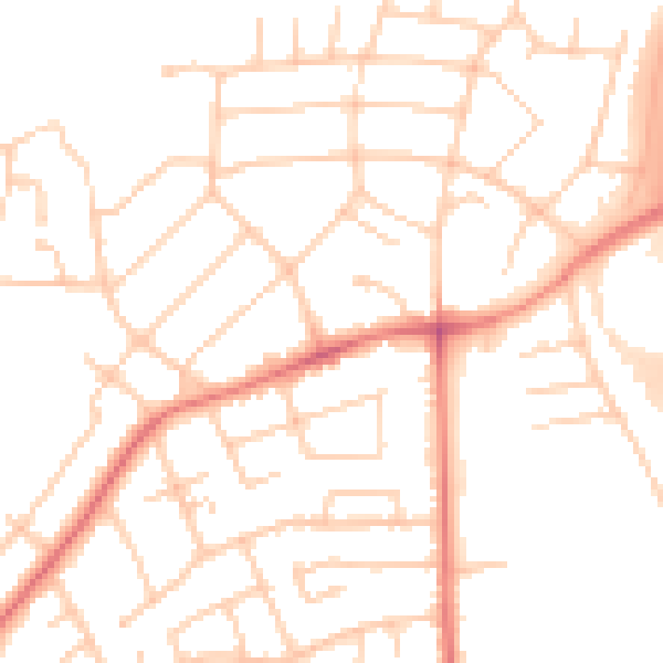 Daytime road noise heatmap for PR1 0DQ