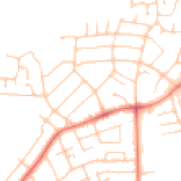 Daytime road noise heatmap for PR1 0DS