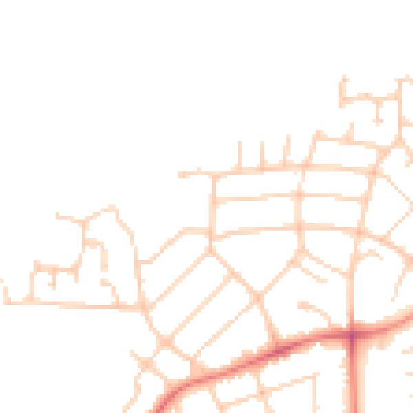 Daytime road noise heatmap for PR1 0DT