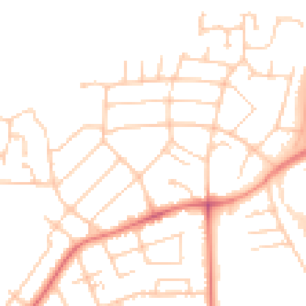 Daytime road noise heatmap for PR1 0DU