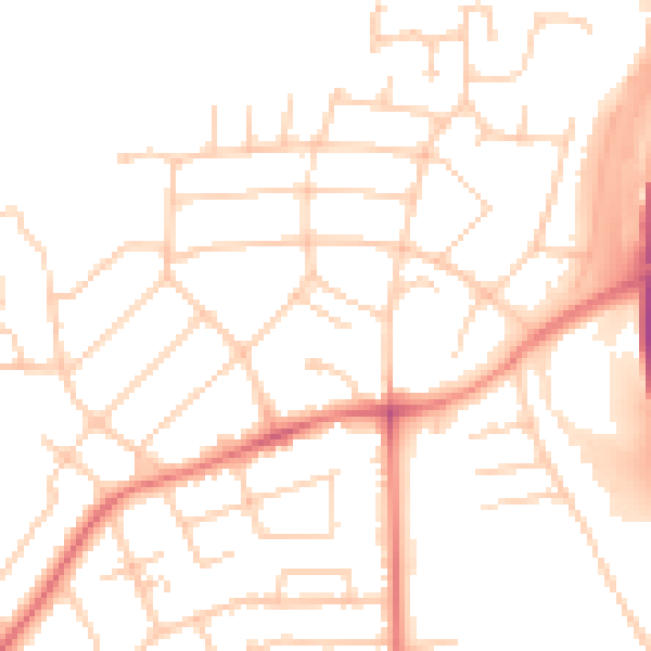 Daytime road noise heatmap for PR1 0DX