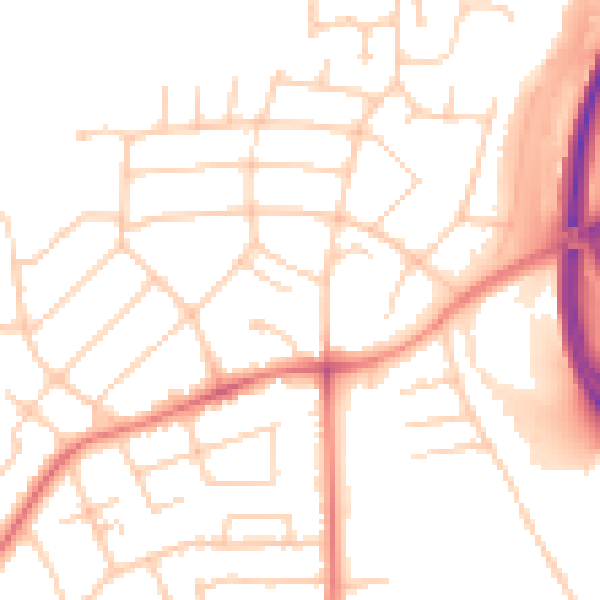 Daytime road noise heatmap for PR1 0DY