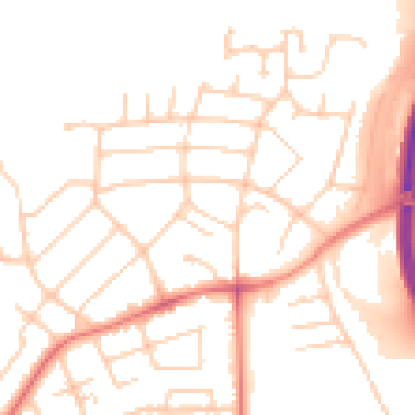 Daytime road noise heatmap for PR1 0EA