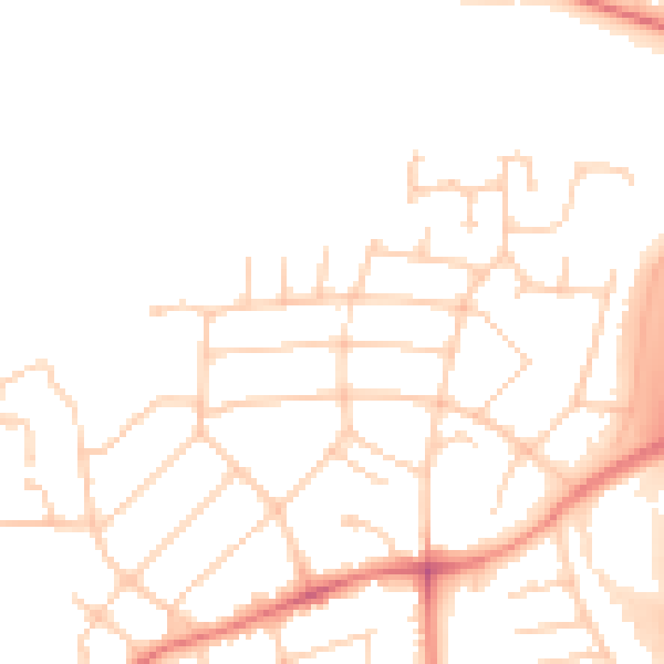 Daytime road noise heatmap for PR1 0EB