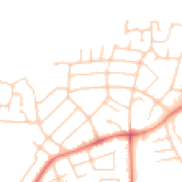 Daytime road noise heatmap for PR1 0ED