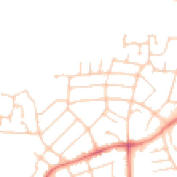 Daytime road noise heatmap for PR1 0EE