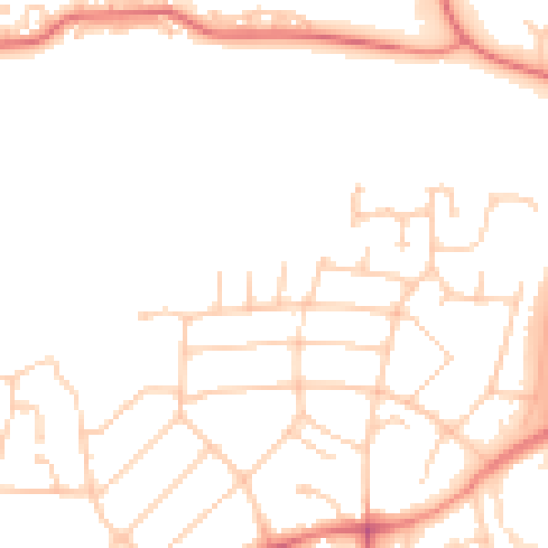 Daytime road noise heatmap for PR1 0EP