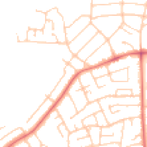 Daytime road noise heatmap for PR1 0HT