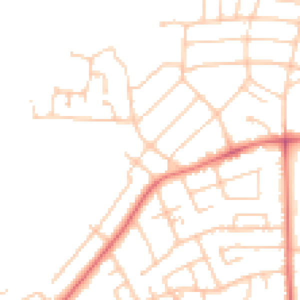 Daytime road noise heatmap for PR1 0HU