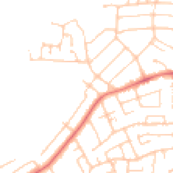 Daytime road noise heatmap for PR1 0JL