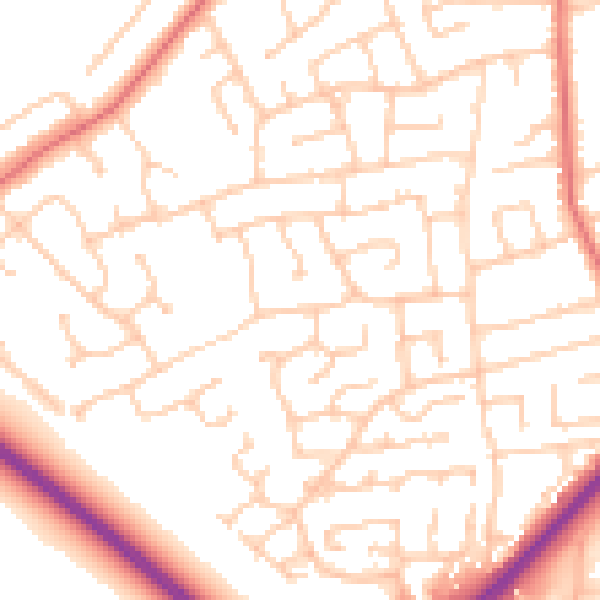 Daytime road noise heatmap for PR1 0PB