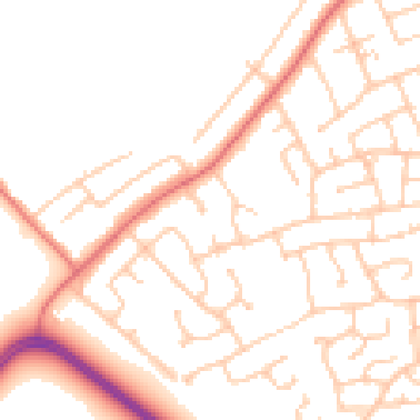 Daytime road noise heatmap for PR1 0PG