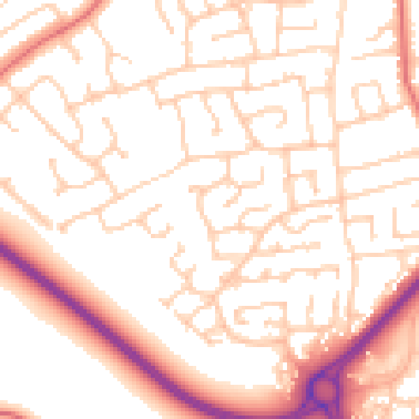 Daytime road noise heatmap for PR1 0PJ